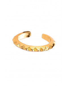 Cercel ear cuff minimal, inel ingust cu romburi in relief 2