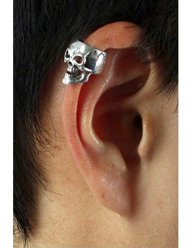 Cercei ear cuff punk, model craniu