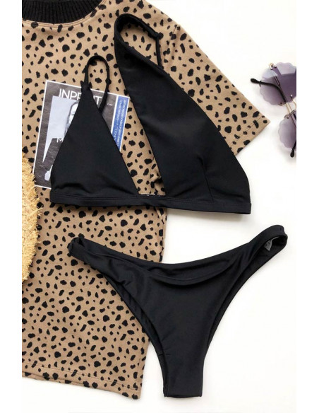 Costum de baie doua piese, sutien asimetric si slip ingust