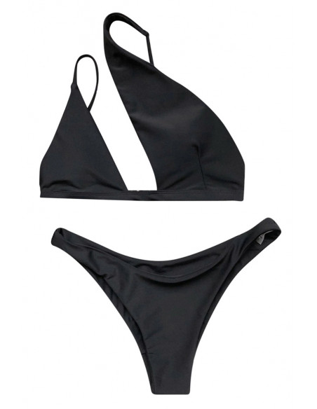 Costum de baie doua piese, sutien asimetric si slip ingust