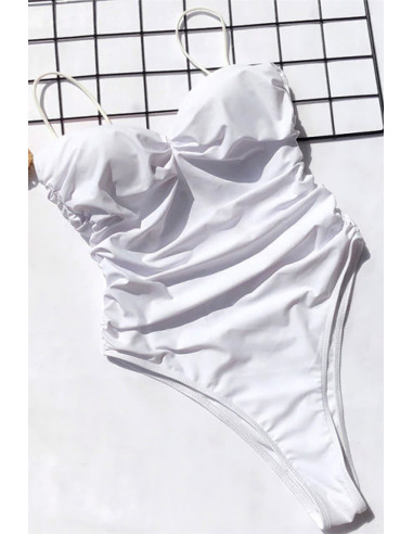Costum de baie intreg, incretit, cupe push-up si sold inalt