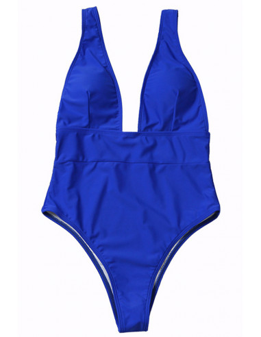 Costum de baie intreg, decolteu adanc in V si bata sub sani