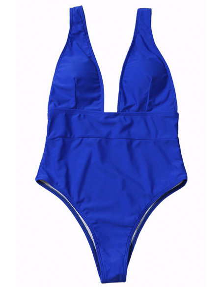 Costum de baie intreg, decolteu adanc in V si bata sub sani