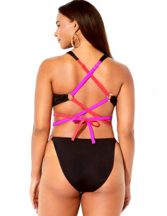 Costum de baie intreg, barete late, incrucisate in fata si spate 2