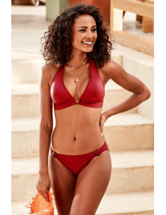 Costum de baie doua piese, cupe triunghiulare cu inel si slip clasic 2