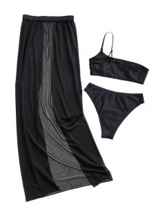Costum de baie trei piese, bustiera asimetrica, slip clasic si pareo cu centura 2