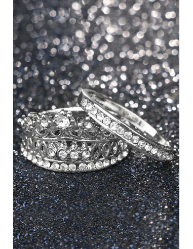 Set 2 inele elegante cu cristale Crown Jewel