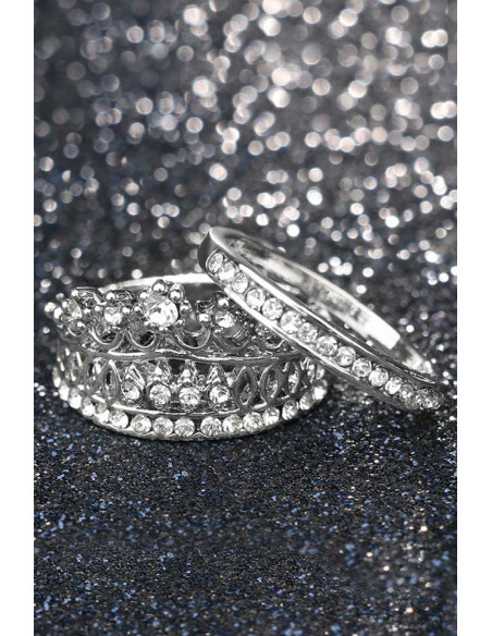 Set 2 inele elegante cu cristale Crown Jewel