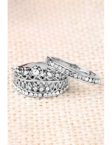 Set 2 inele elegante cu cristale Crown Jewel