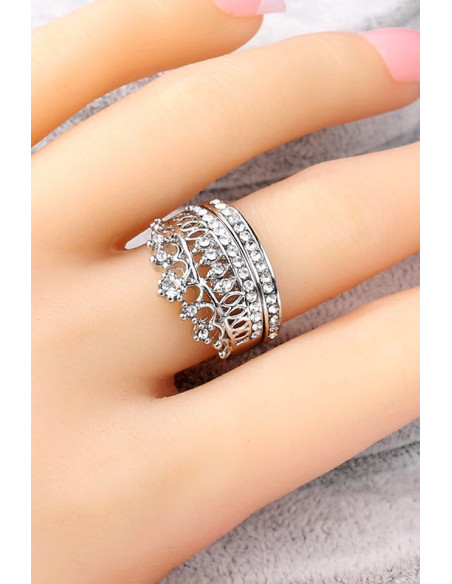 Set 2 inele elegante cu cristale Crown Jewel