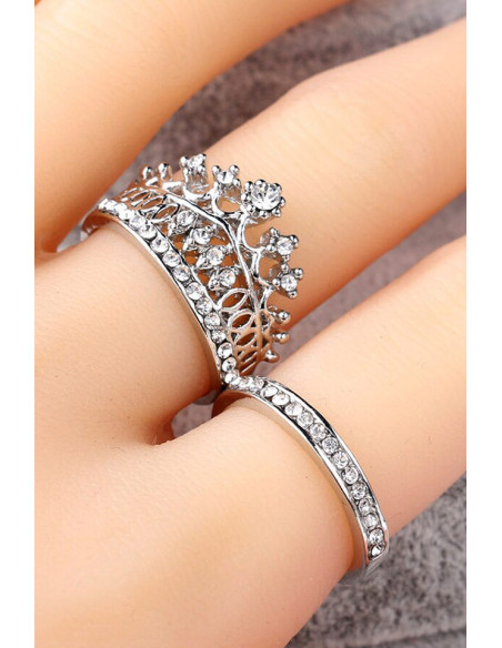 Set 2 inele elegante cu cristale Crown Jewel