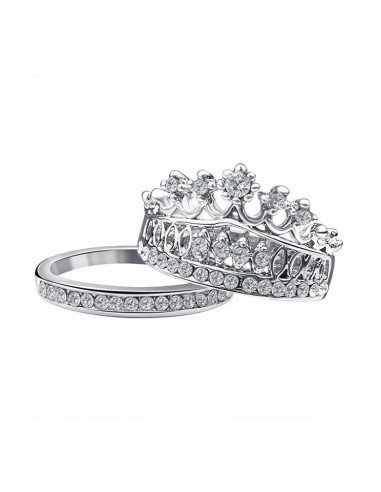 Set 2 inele elegante cu cristale Crown Jewel
