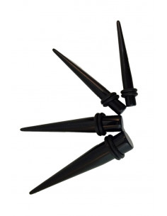 Set ear expander conic din plastic negru cu mansoane de silicon 2