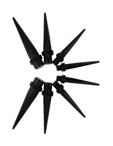 Set ear expander conic din plastic negru cu mansoane de silicon