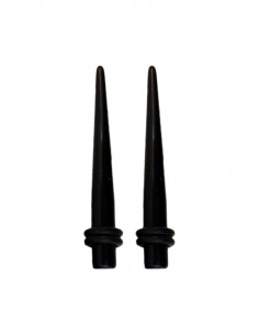 Set ear expander conic din plastic negru cu mansoane de silicon