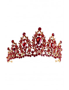 Tiara Fire Stones, ramuri cu frunzulite, flori si cristale mari