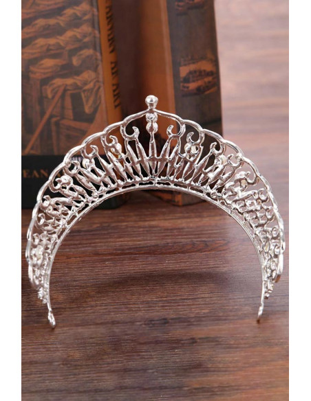 Tiara argintie Birth of Venus, perle si cristale rotunde si patrate