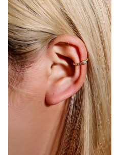 Cercel ear cuff minimal, veriga rasucita cu un cristal mic