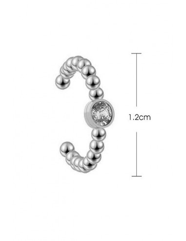 Cercel ear cuff minimal, veriga rasucita cu un cristal mic