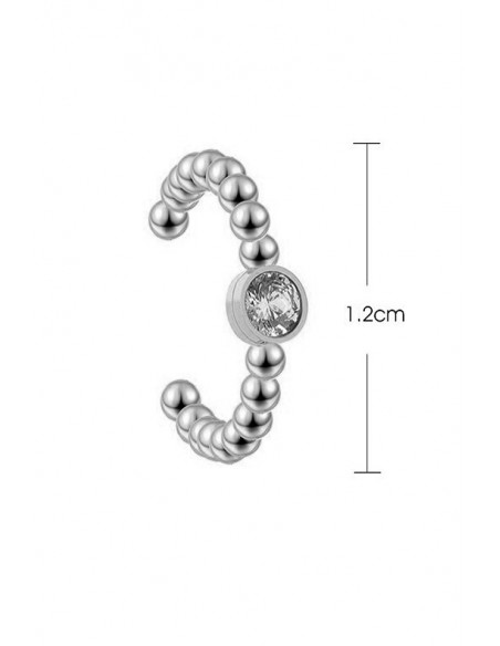 Cercel ear cuff minimal, veriga rasucita cu un cristal mic