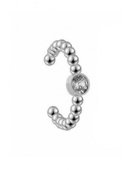 Cercel ear cuff minimal, veriga rasucita cu un cristal mic