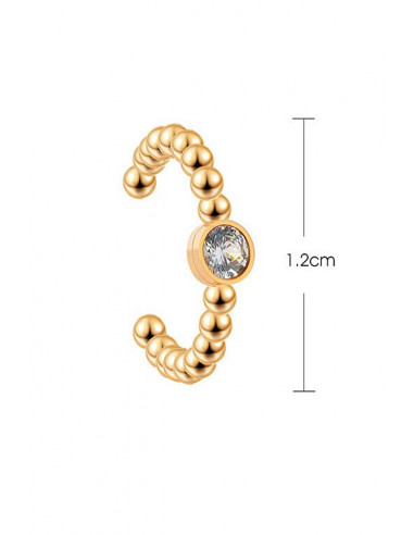 Cercel ear cuff minimal, veriga rasucita cu un cristal mic