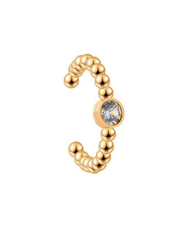 Cercel ear cuff minimal, veriga rasucita cu un cristal mic