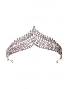 Tiara eleganta Ayllana, model in V cu cristale mici rotunde si solzi 2
