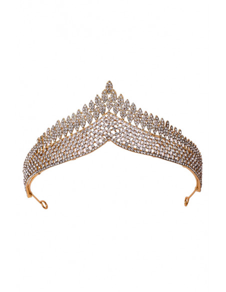 Tiara eleganta Ayllana, model in V cu cristale mici rotunde si solzi