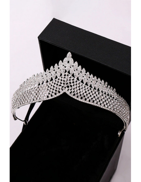 Tiara eleganta Ayllana, model in V cu cristale mici rotunde si solzi