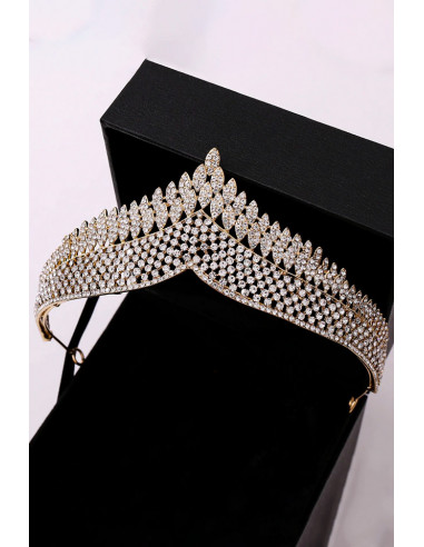 Tiara eleganta Ayllana, model in V cu cristale mici rotunde si solzi