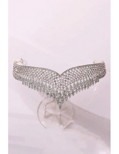 Tiara eleganta Ayllana, model in V cu cristale mici rotunde si solzi