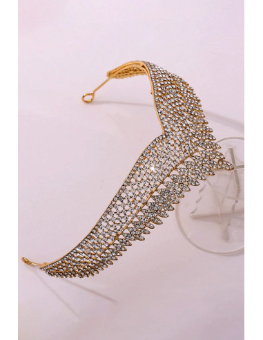 Tiara eleganta Ayllana, model in V cu cristale mici rotunde si solzi