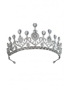 Tiara eleganta Indian Queen, flori, frunze si picaturi cu zirconii