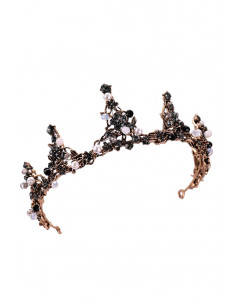 Tiara eleganta Willow Dryad, 7 varfuri cu ramuri impletite, cristale si margele