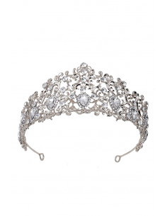 Tiara eleganta Inessa, ramurele rasucite si cristale picatura 2