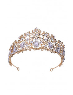 Tiara eleganta Inessa, ramurele rasucite si cristale picatura