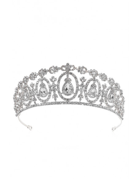 Tiara eleganta Ulyana, medalioane ovale, floricele si cristale