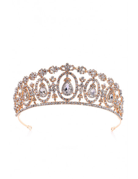 Tiara eleganta Ulyana, medalioane ovale, floricele si cristale