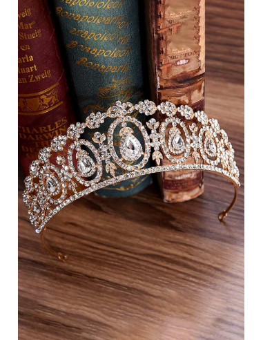 Tiara eleganta Ulyana, medalioane ovale, floricele si cristale