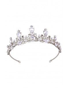 Tiara eleganta Forget-Me-Not, model delicat cu floricele, ramurele rasucite si cristale