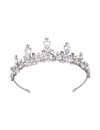Tiara eleganta Forget-Me-Not, model delicat cu floricele, ramurele rasucite si cristale