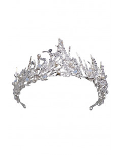 Diadema eleganta Narissa, model cu ramuri cu perle, margelute si cristale 2