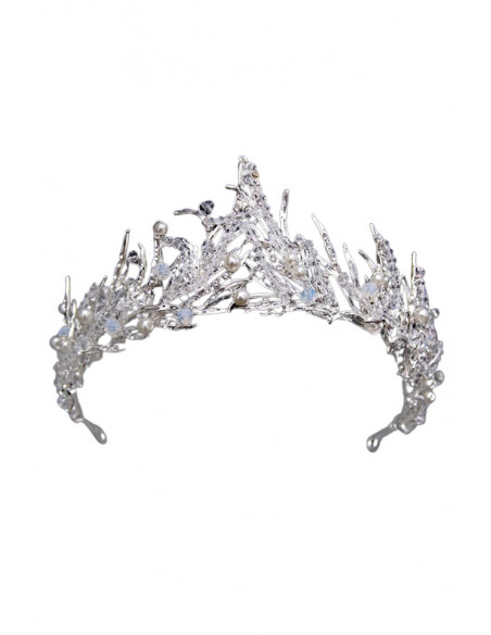 Diadema eleganta Narissa, model cu ramuri cu perle, margelute si cristale