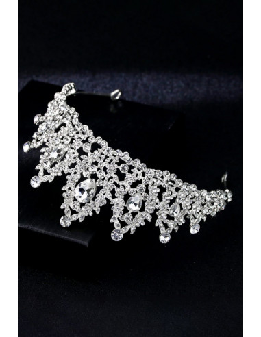 Tiara Fire Stones, ramuri cu frunzulite, flori si cristale mari
