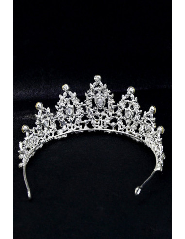 Tiara Fire Stones, ramuri cu frunzulite, flori si cristale mari