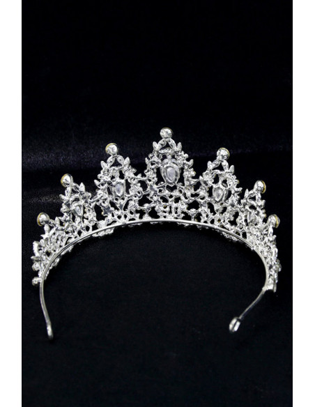 Tiara Fire Stones, ramuri cu frunzulite, flori si cristale mari