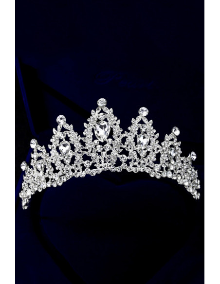 Tiara Fire Stones, ramuri cu frunzulite, flori si cristale mari