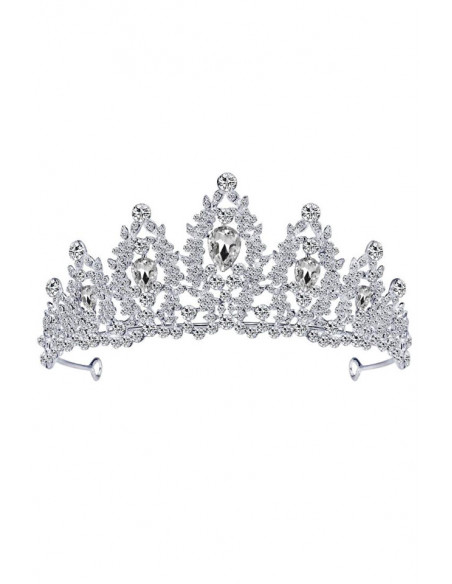 Tiara Fire Stones, ramuri cu frunzulite, flori si cristale mari