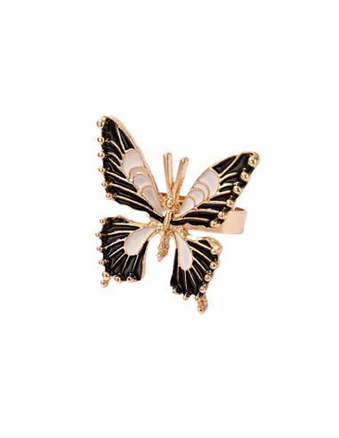 Inel elegant deosebit, fluture mare cu aripi pictate manual